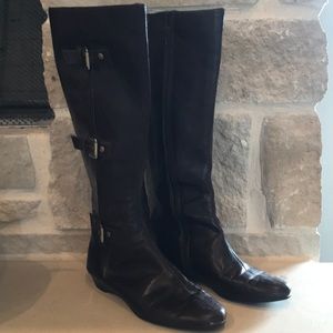 Aerosoles tall leather boots with buckles